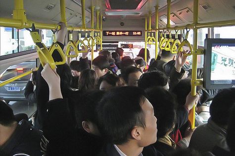Commuting on a Bus in Shanghai China