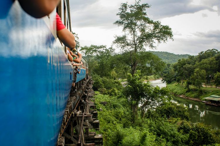 Death railway above river in Kanchanaburi Thailand
