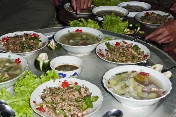 Local Food Laap in Laos Village
