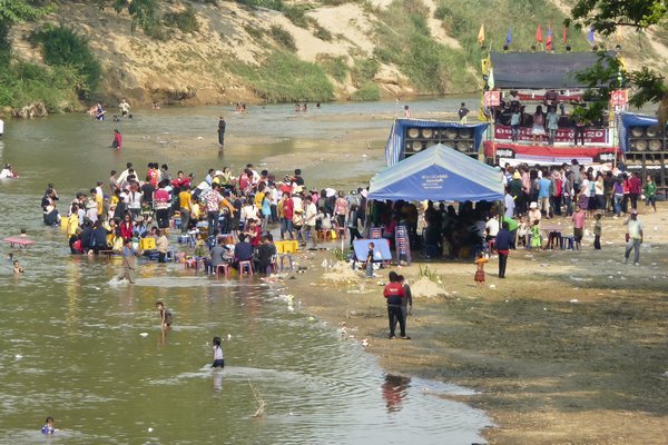 Laos New Year Party River