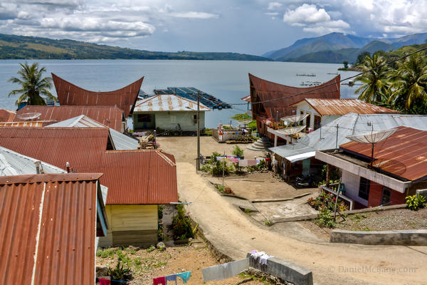 Batak village waterfront Lake Toba