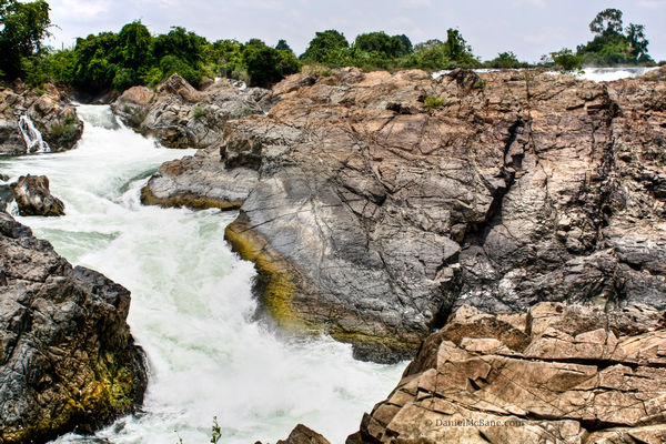 Waterfall in the Mekong in Laos