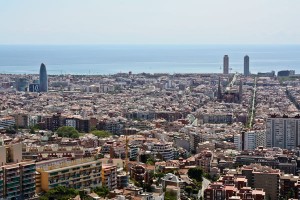 The skyline of Barcelona Spain