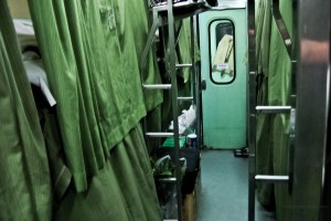 Inside of sleeper car in Thai train
