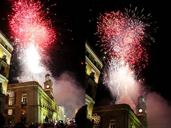New Year's Eve fireworks in Madrid, Spain