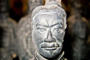 Closeup of a Terracotta warrior in Xi'an, China