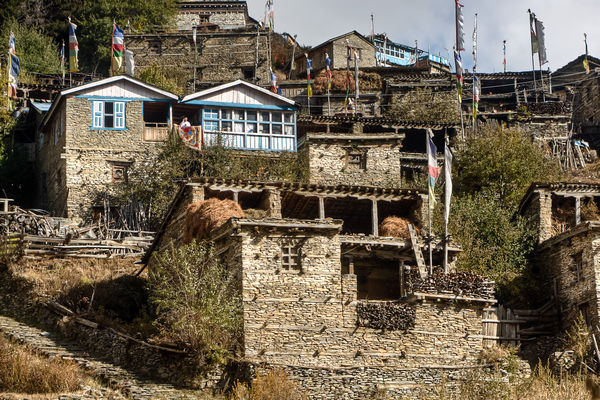 Traditional Tibetan homes in Upper Pisang Nepal