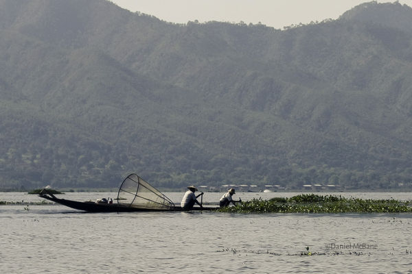 Fishing boat with basket on Inle Lake in Myanmar
