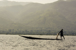 A leg rower on Inle Lake in Myanmar