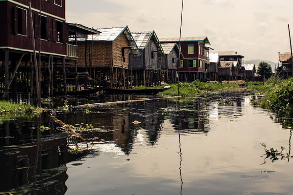 A floating village on Inle Lake in Burma