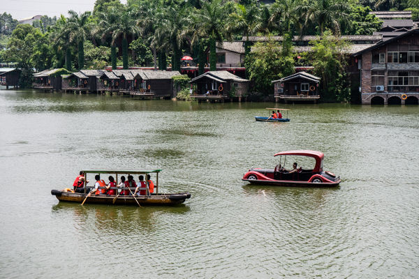 Rental boats on a lake in Shenzhen China